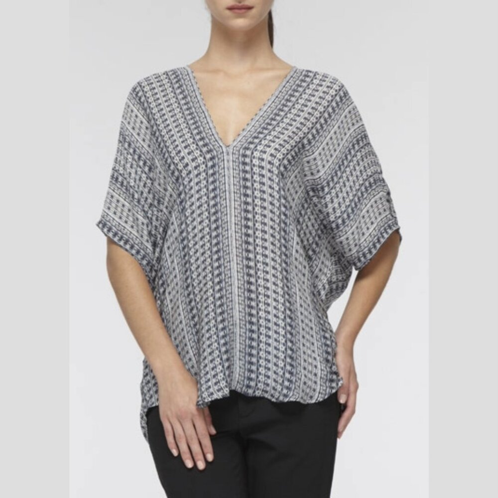 Vince Geometric Print Silk Top